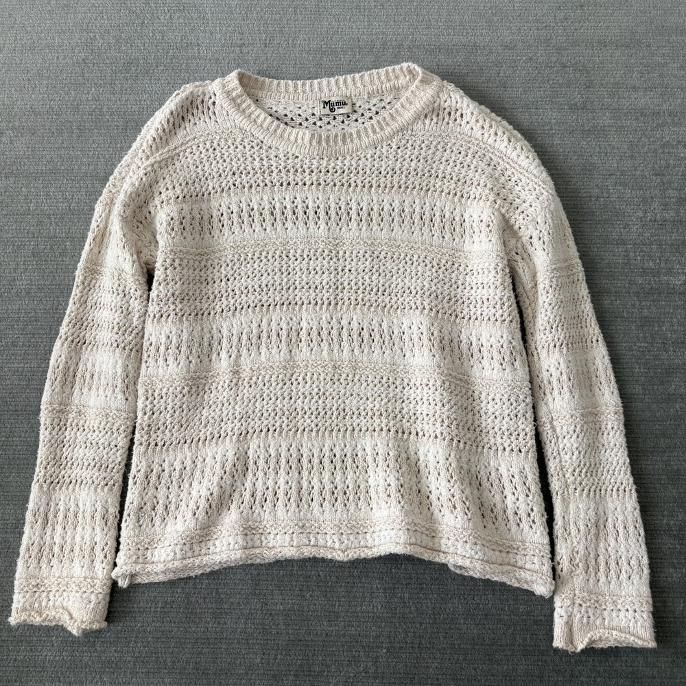 Show‎ Me Your Mumu Sweater Jax Cream Pullover Women S Open Knit Beach Boho
